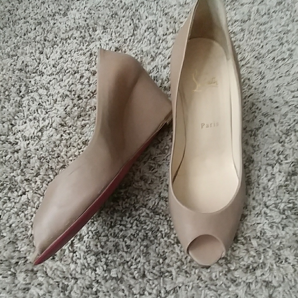Euro 39.5-Christian Louboutin peep toe wedges